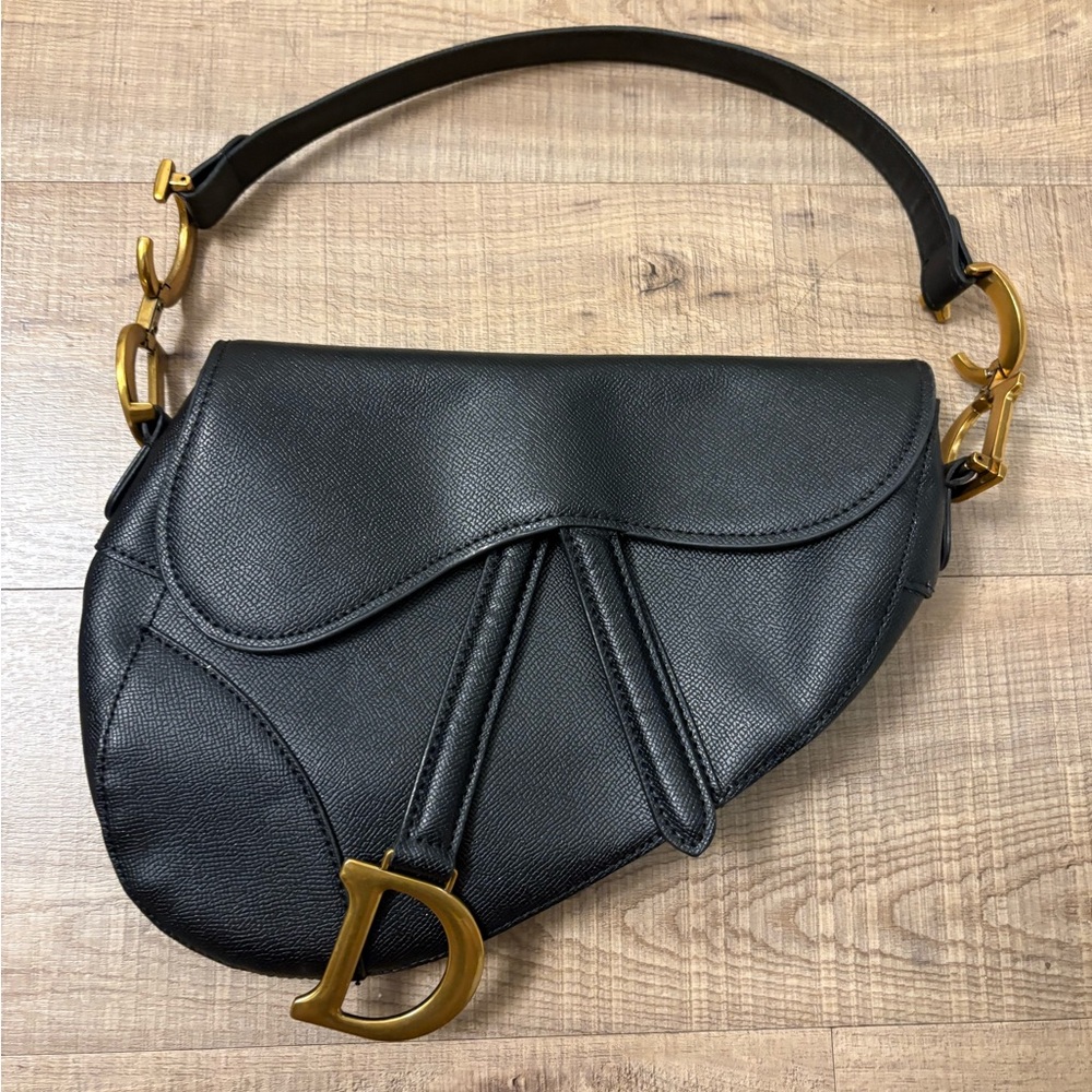 Dior Black Leather Saddle Bag